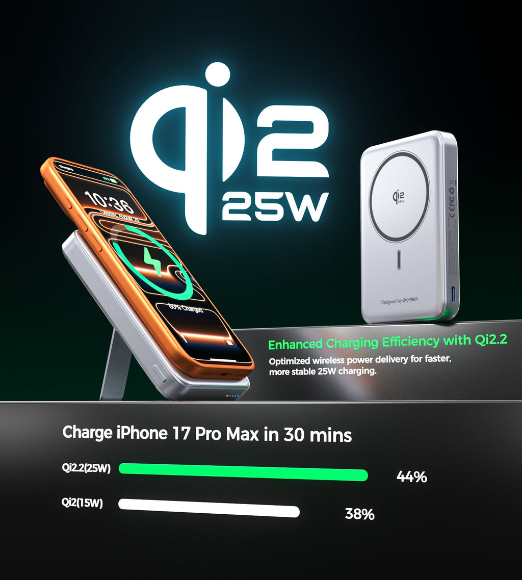 Choetech MagLeap 10000mAh Qi2.2 Certified 25W Magnetic Wireless Charger PD45W Power Bank