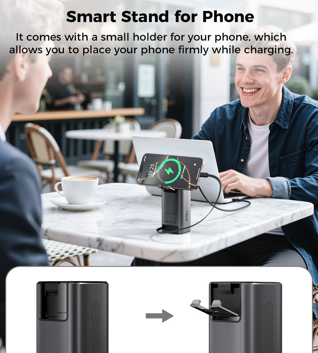 Choetech PowerLeap 20000mAh 130W Built-in USB-C Cable TFT Display Fast Charging Power Bank