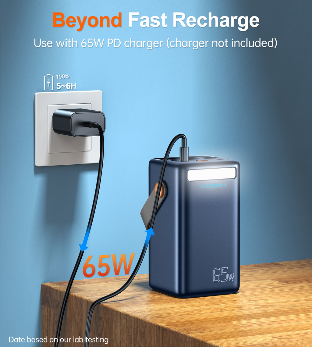 Choetech PowerLeap B664 50000mAh 65W Power Bank w/ LED Flashlight LCD Display - Blue